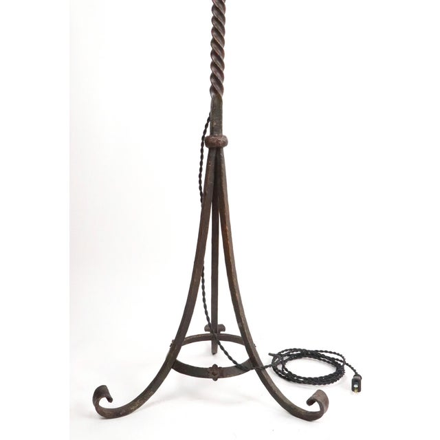 Bronze Mid 20th Century Arts & Crafts Iron & Mica Floor Lamp For Sale - Image 8 of 10