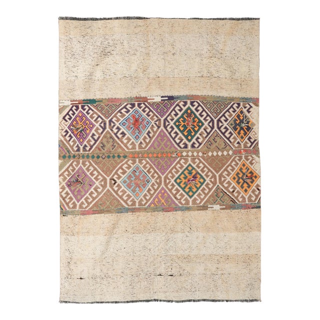 Vintage Decorative Kilim Rug - 4`7″ X 6`4″ For Sale