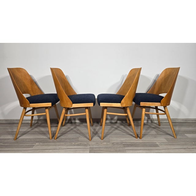 Mid-Century Modern Dining Chairs by Radomir Hoffman for Ton, 1950s, Set of 4 For Sale - Image 3 of 15