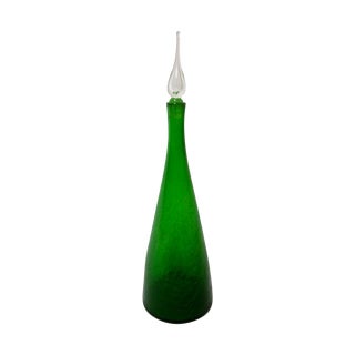 Green Blenko Decanter and Stopper For Sale