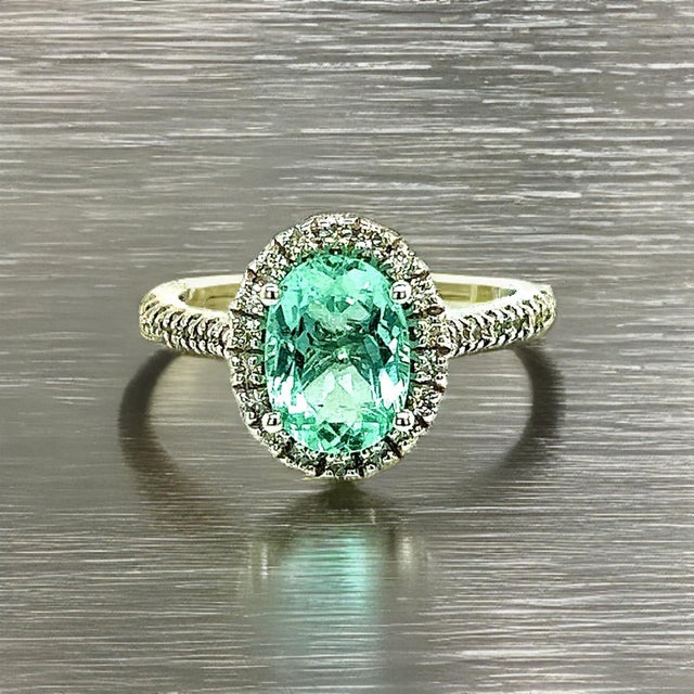 Green Natural Colombian Emerald Diamond Ring Size 6.5 14k W Gold 2.98 TCW Certified For Sale - Image 8 of 10