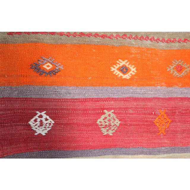 Orange 1950s Handmade Warm Color Kilim Runner - 3' 1'' X 9' 1'' For Sale - Image 8 of 12