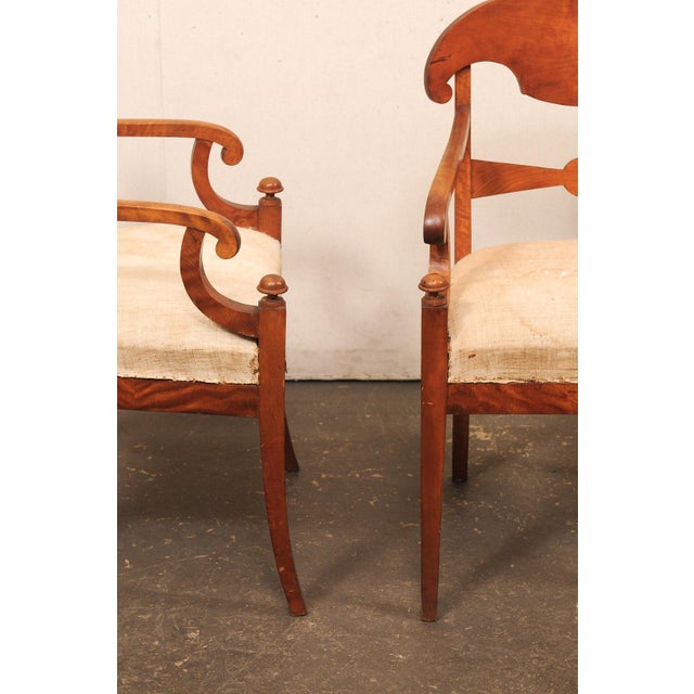 Wood Pair Swedish Empire Armchairs, Early 19th C For Sale - Image 7 of 11