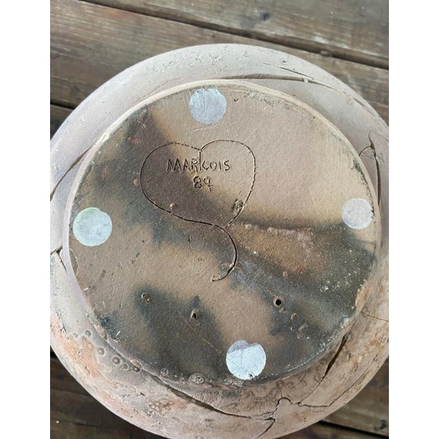 Ceramic Vintage 1990 Handcrafted Studio Art Pottery Olla Vase Large Round Vessel, Signed—Earthy Pastels For Sale - Image 7 of 8