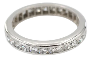 Platinum(950) Natural Diamond Vintage Band Ring, Size 5.25