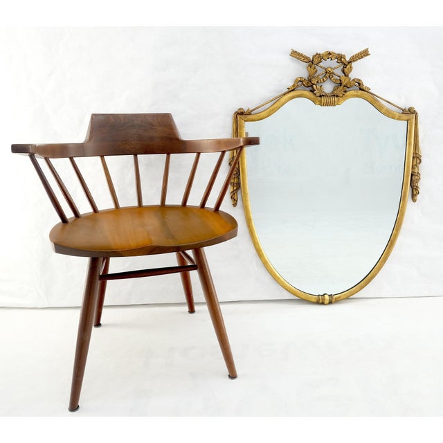 Mid-Century Modern c1920s Shield Shape Arrows Coat of Arms Decorated Gilt Wall Mirror For Sale - Image 3 of 9