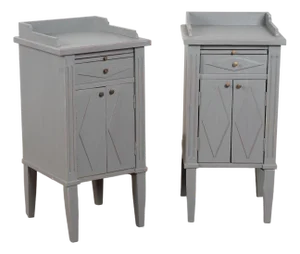 Pair of 20th Century Swedish Gray Painted Pine Nightstands