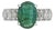 Modern Mid Century Style 2.54 Ct Oval Emerald & Marquise Diamond Ring in 925 Silver Size 8.5 For Sale