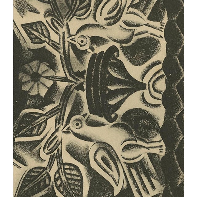 This artwork, presumably from Nathan Altman's "Jüdische Graphik" series, showcases a stunning lithograph of doves amongst...