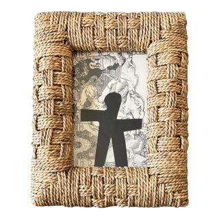 Contemporary Original Wayne Cunningham Small “Hands Across America “ Collage Woven Rope Tabletop Frame For Sale