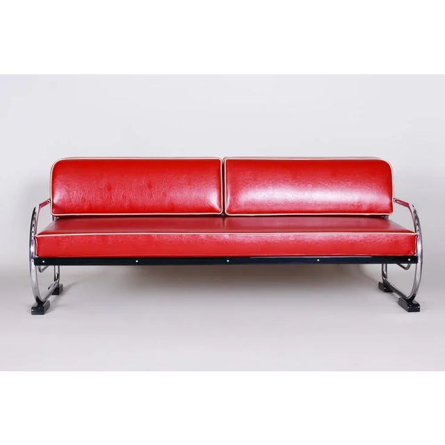 1930s Chromed Steel Sofa attributed to Slezak Factories, 1930s For Sale - Image 5 of 9