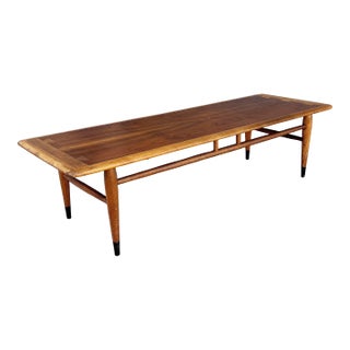 1960s Mid-Century Modern Lane "Acclaim" Walnut and Oak Surfboard Coffee Table For Sale