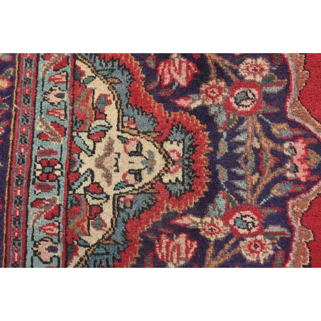 Tabriz Rug 6’10” X 10’2” Red Wool Traditional Semi-Antique Hand-Knotted Carpet For Sale - Image 11 of 15