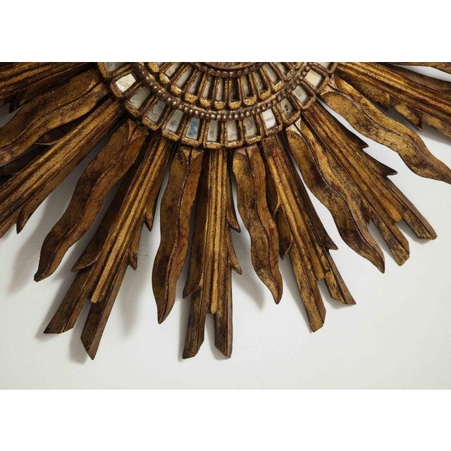 Brown Vintage Giltwood Sunburst Mirror For Sale - Image 8 of 12