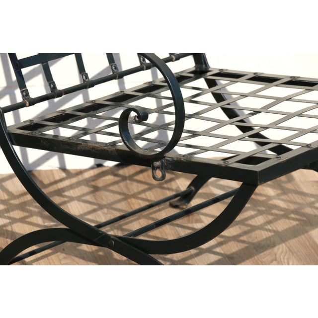 Vintage Pair of French Wrought Iron Folding Patio Chairs by Hervé Baume | Outdoor Armchairs | France 1970s For Sale - Image 11 of 18