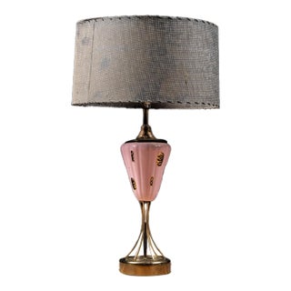 Mid Century Pink Glass Atomic Table Lamp For Sale