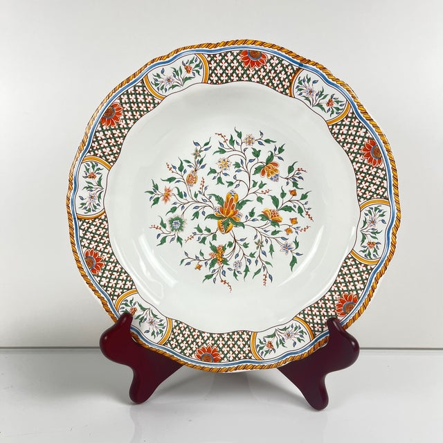 Soup Plates with Rouen Sainfoin Pattern from Gien, 1990, Set of 10 For Sale - Image 6 of 10