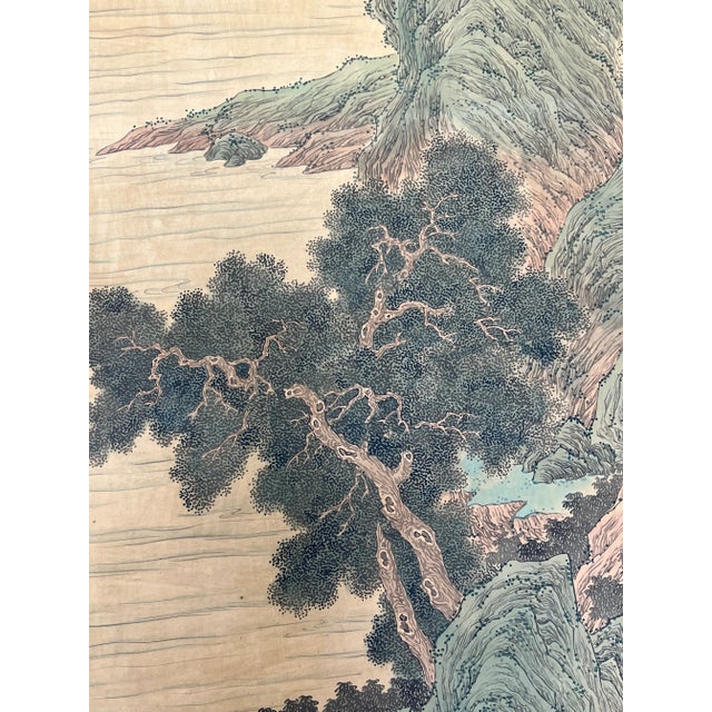 Large Chinese Paintings on Rice Paper Mounted on Wood - A Pair For Sale In Miami - Image 6 of 13