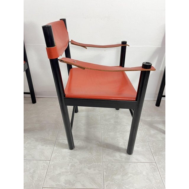 Mid-Century Ibisco Leather Armchairs, Italy, 1960s, Set of 4 For Sale - Image 9 of 14