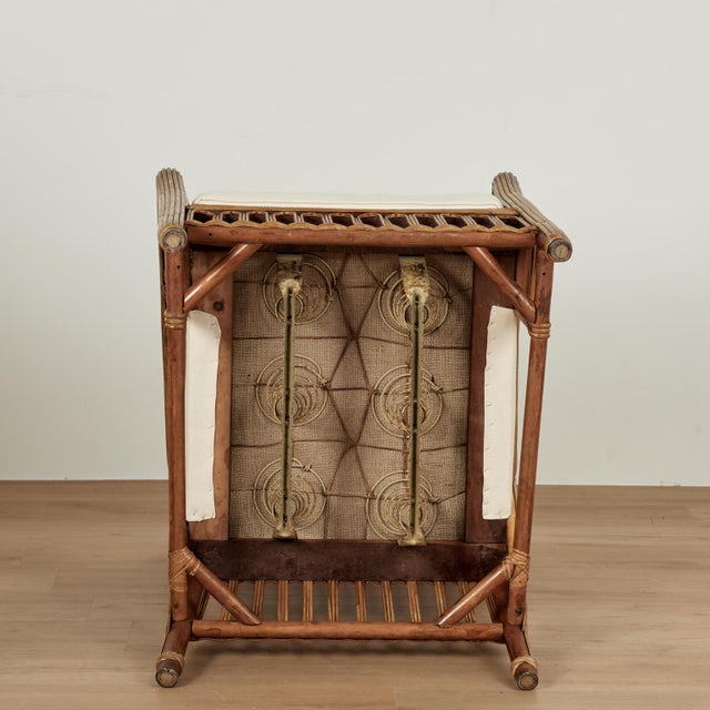 French Art Deco Rattan Pair of Armchairs For Sale - Image 15 of 16