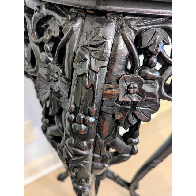 Brown Antique Chinese Rosewood Pedestal or Stand With Marble Top, Qing Dynasty 35"h For Sale - Image 8 of 16