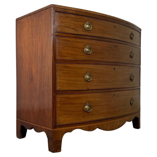 Early 19th Century Inlaid Mahogany Bow Front Chest For Sale - Image 4 of 12