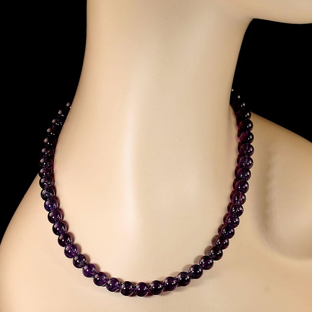 Ajd 17 Inch Amethyst Translucent 8 MM February Birthstone For Sale - Image 4 of 5