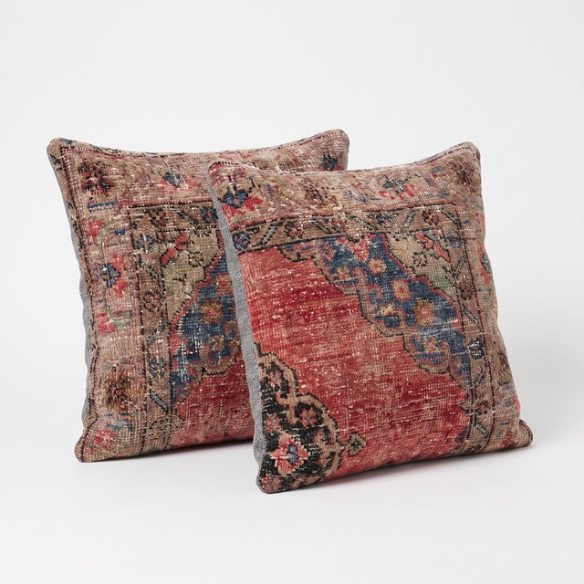 Mid-Century Modern Turkish Oushak Rug Pillow Cover 24'' X 24'' - Set of Two For Sale - Image 3 of 4