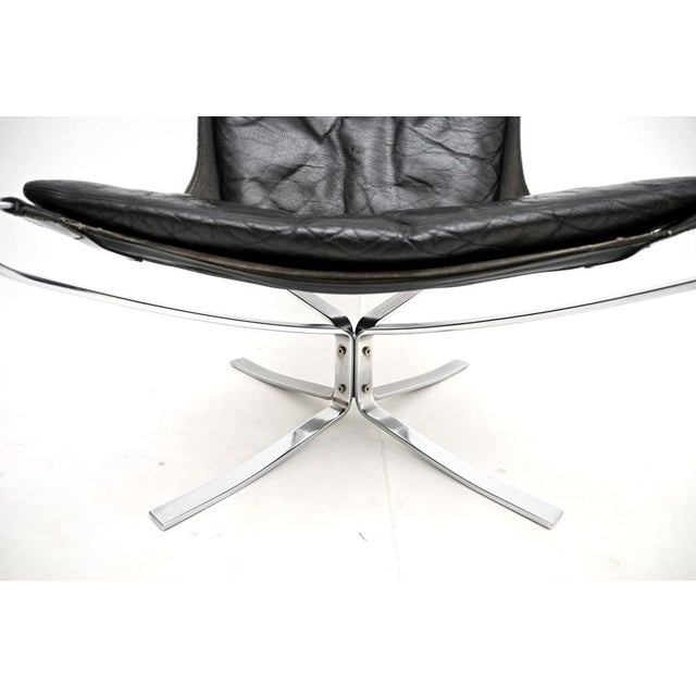Set of Vintage Chrome and Leather Falcon Chair and Ottoman by Sigurd Ressel for Vatne Møbler, 1960s, Set of 2 For Sale - Image 10 of 14