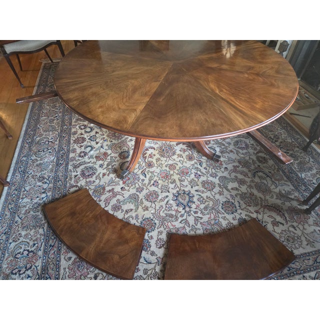 1960s Custom Burton Ching English Mahogany Dining Table – 60" Round / 84" Extended – Original $20,000 Commission For Sale - Image 10 of 17