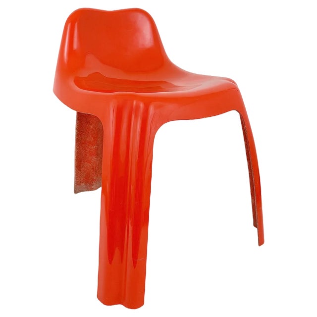 French Orange Fiberglass Chair by Patrick Gingembre for Paulus, 1970s For Sale