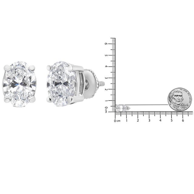 Early 21st Century 14K White Gold 1.00 Cttw Lab Grown Oval Solitaire Diamond Stud Earrings, A Pair For Sale - Image 5 of 5