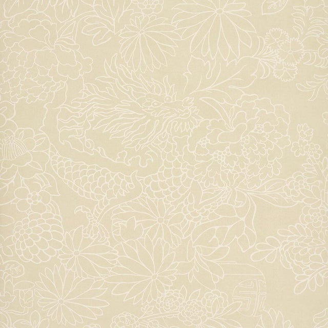 Sample - Schumacher Chiang Mai Dragon Silhouette Wallcovering In Mistral Sand For Sale