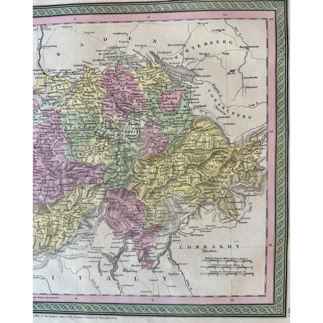 Traditional Switzerland Original Map by Mitchell, 1846 For Sale - Image 3 of 5