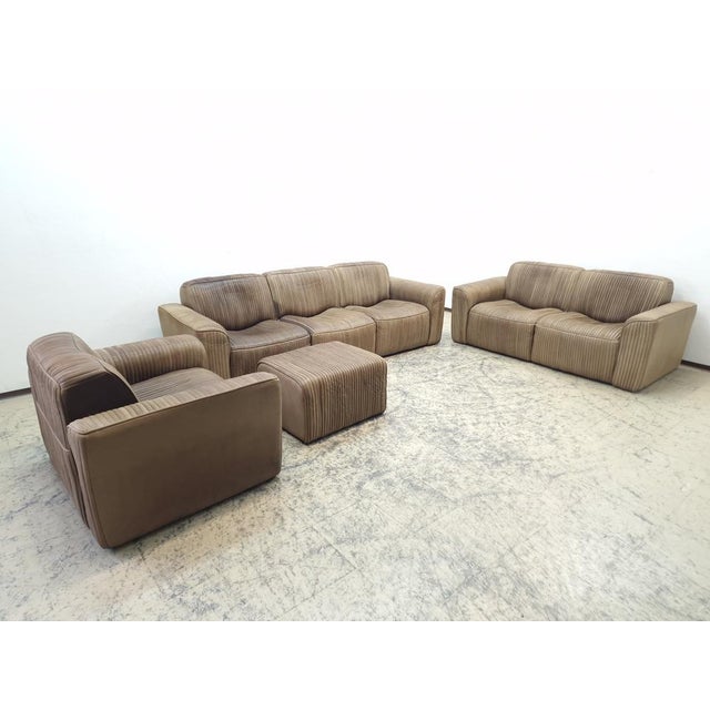 3-Seater Sofa, 2-Seater Sofa, Lounge Chair and Pouf in Leather by Ernst Lüthy for de Sede, Set of 4 For Sale - Image 7 of 18