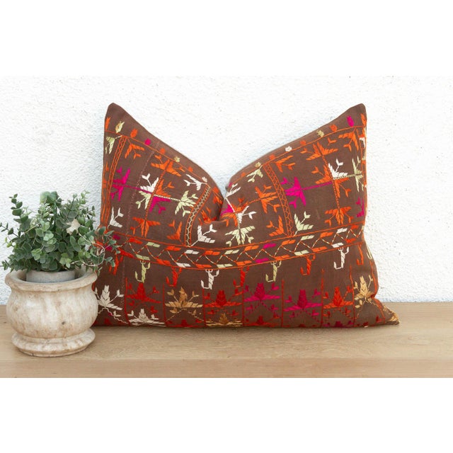 Horshiapur Bloom, Antique Phulkari Lumbar Pillow Cover For Sale In Los Angeles - Image 6 of 6