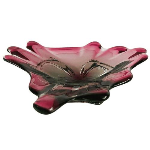 Vintage Bohemian Glass Pink and Green Glass Bowl by Josef Hospodka for Chřibská, 1960s For Sale - Image 6 of 6