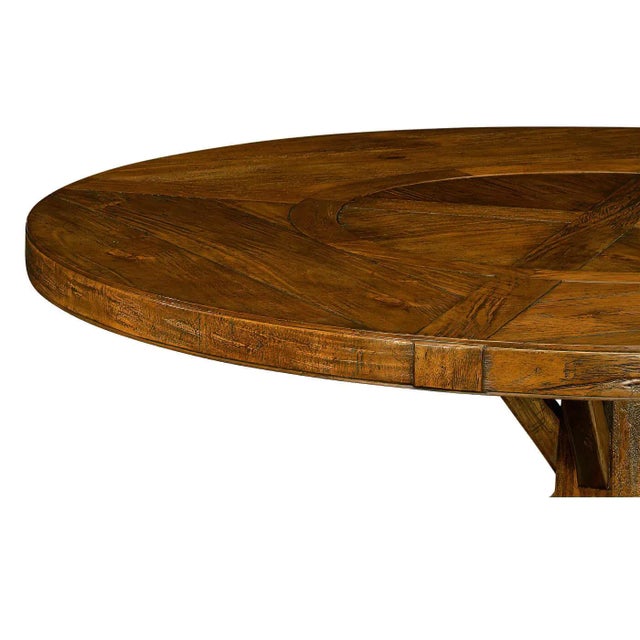 Rustic Rustic Round Walnut Dining Table For Sale - Image 3 of 6