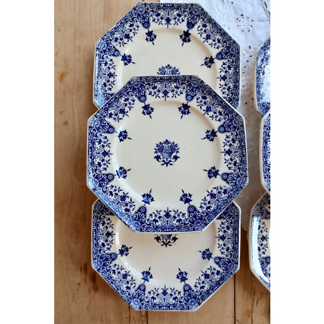Antique Longchamp Ironstone Dessert Plates by Rouen, 1890s, Set of 6 For Sale - Image 6 of 10