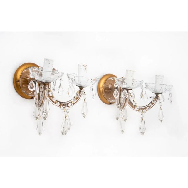 Crystal Sconces, France, 1950s, Set of 2, in Flawless conditions. Designed 1950 to 1959 European Plug (up to 250V).The...