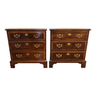 1990s Henredon Ashton Court Side Tables Burled Mahogany, a Pair For Sale
