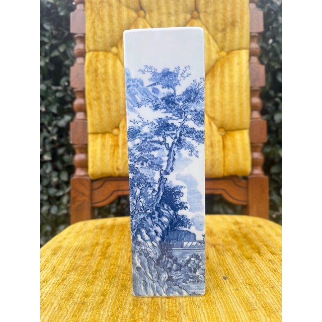 Chinese Hand-Painted Landscape Scene | Vintage Asian Ceramic For Sale - Image 3 of 6