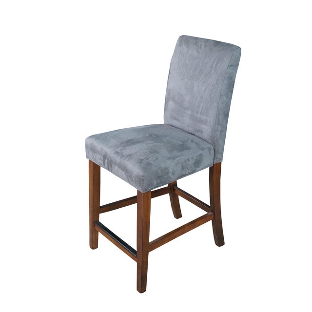 American 4 American Signature Modern Grey Counter Height Bar Stools Mahogany Finish For Sale - Image 3 of 9