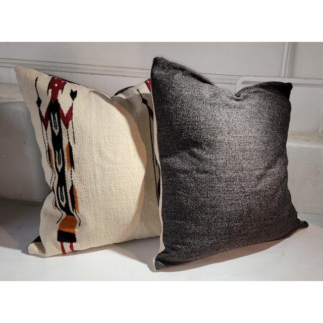 1940s 1940s Pair of Yei Woven Corn Stock Dancer Pillows For Sale - Image 5 of 5