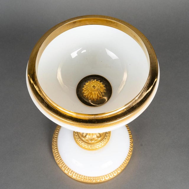 Metal Napoleon III Opaline Candy Dish with Gilded Bronze Frame, Early 20th Century For Sale - Image 7 of 11