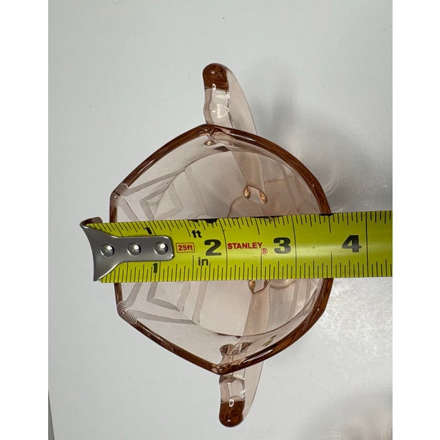 Glass Art Deco Pink Etched Glass Cream and Sugar Set, Cambridge Style, C. 1930s - a Pair For Sale - Image 7 of 10