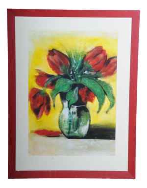 Ugur, Tulips Still Life, Pastel on Paper, 1999, Framed