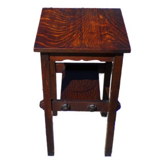 Vintage Mission Oak Arts & Crafts Side Table Plant Stand End Table For Sale