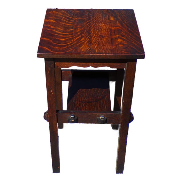 Vintage Mission Oak Arts & Crafts Side Table Plant Stand End Table For Sale