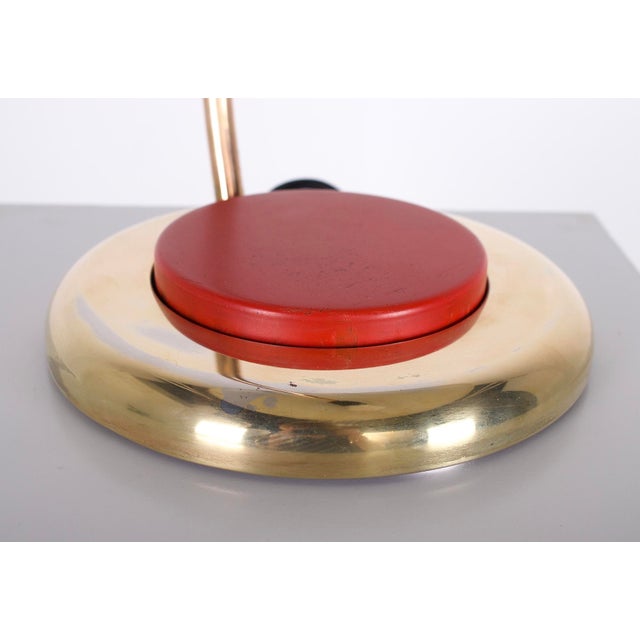 1960s Modernist Brass Lamp with Red Push Button, 1960s For Sale - Image 5 of 7